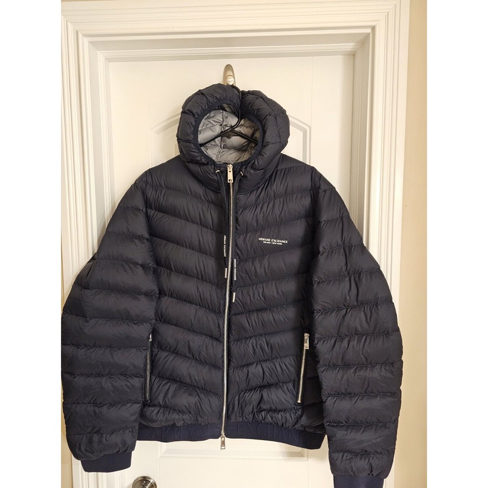Armani Exchange Milano New York  Hooded Puffer Quilted Jacket Size LARGE